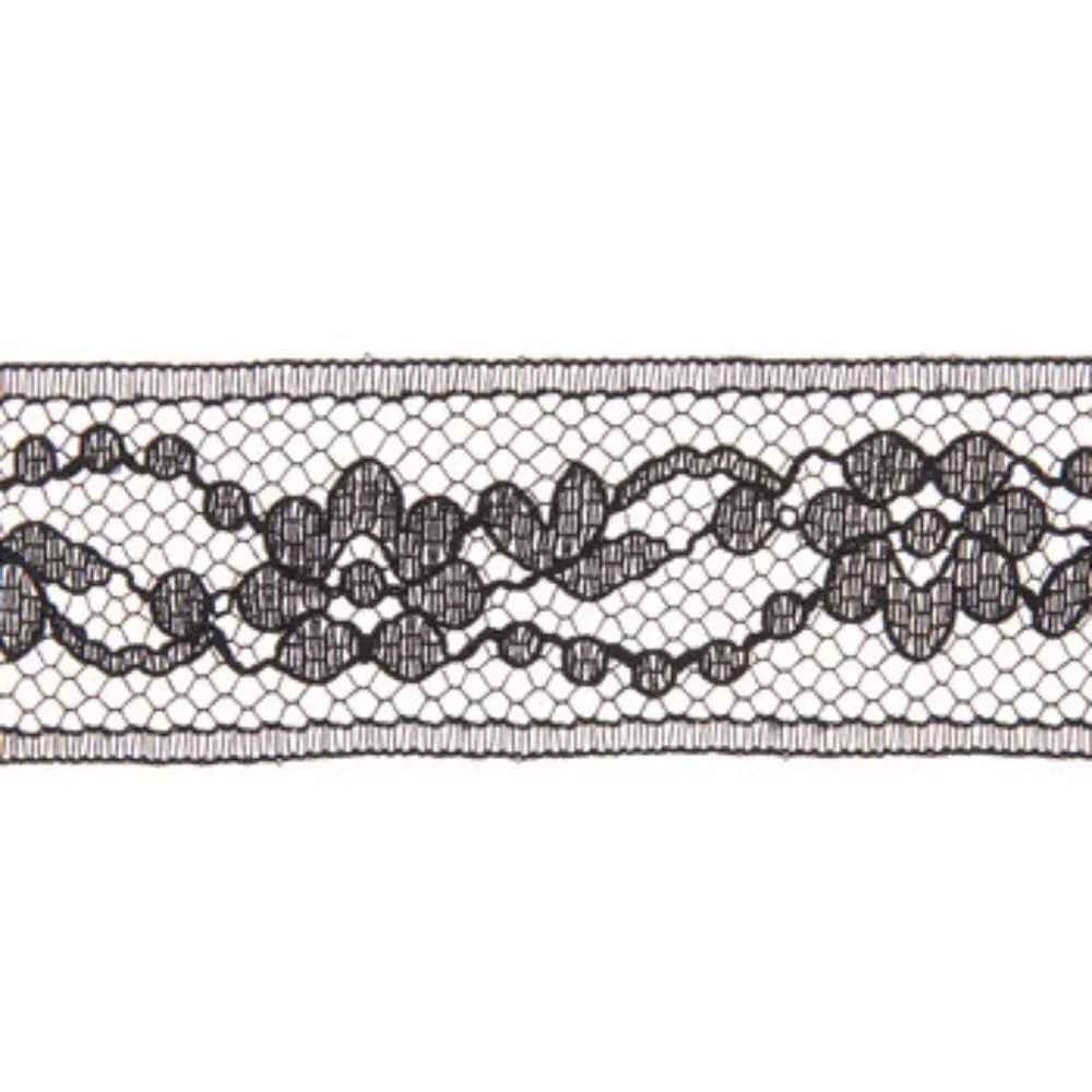 Wrights Flexi-Lace Cream and Black Hem Facings, 2.5 Yards